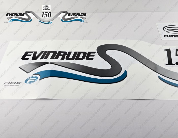 Evinrude 150HP Ficht Fuel Injection 1999-2000 White Cowl Outboard Decal Kit